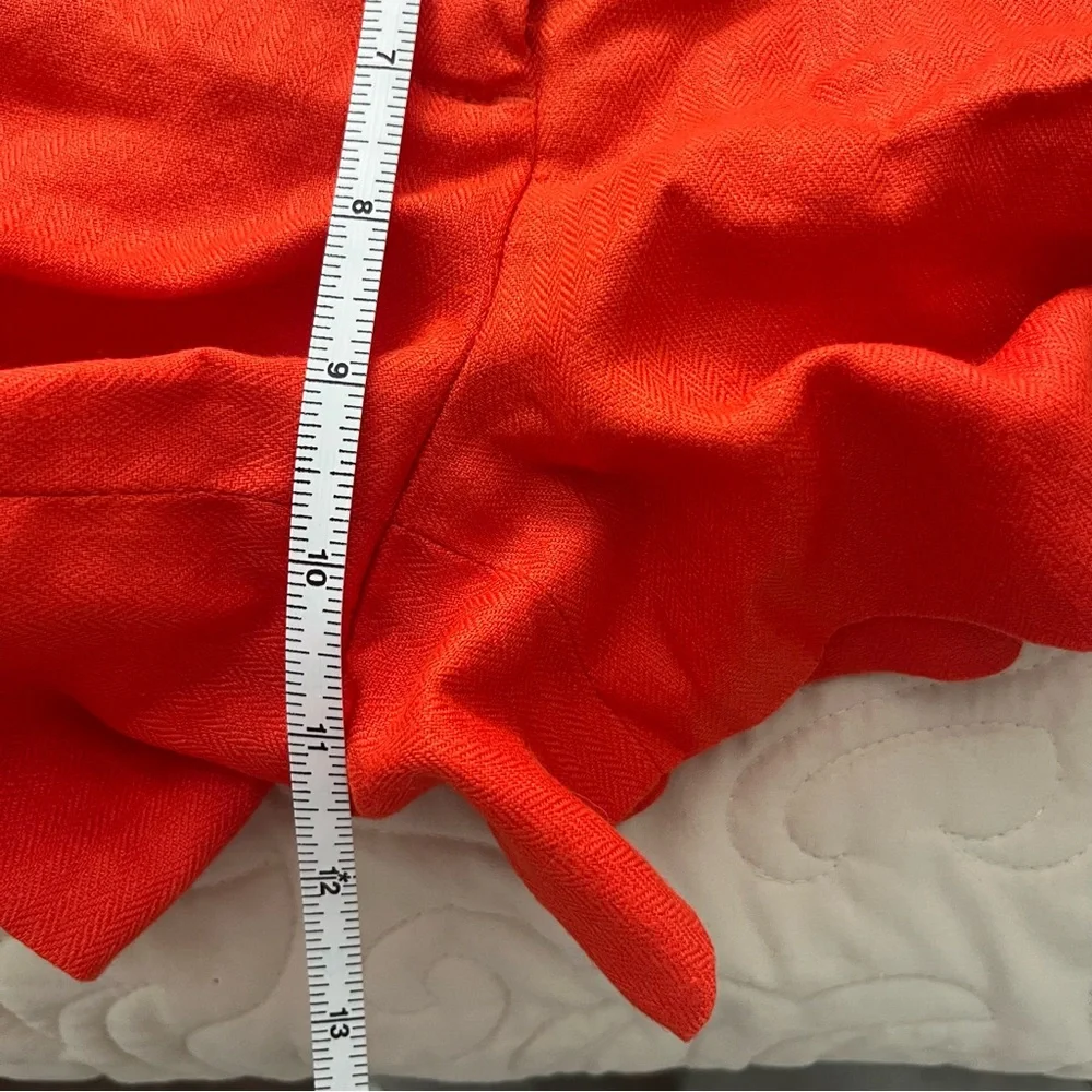 J.Crew Chino Shorts 100% Linen Orange Side Pocket Flat Front Size 2